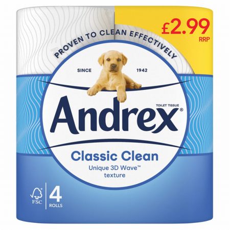 ANDREX CLASSIC CLEAN 4 ROLLS £2.99