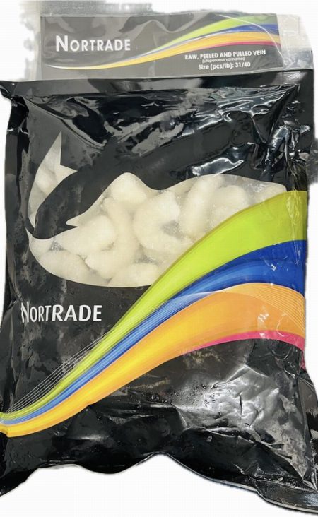 NORTRADE VANNAMEI RAW PEELED PULLED VEIN 30% GLAZE IQF31-40