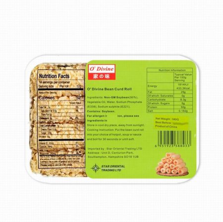 O'DIVINE SOYBEAN/BEANCURD ROLLS 180G
