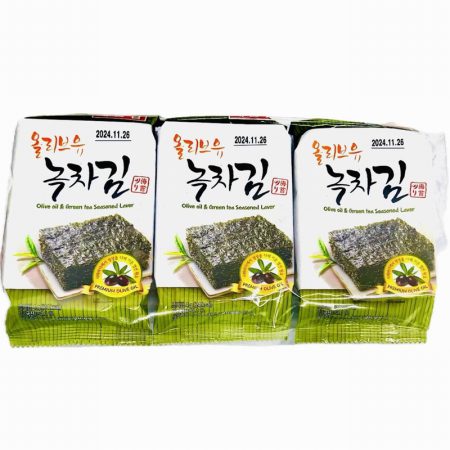 DAECHUN OLIVE OIL & GREEN TEA SEASONED SEAWEED DOSIRAK 4GX3