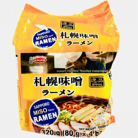 ACECOOK IPPIN INSTANT NOODLES - SAPPORO MISO FLAVOUR 4X80G