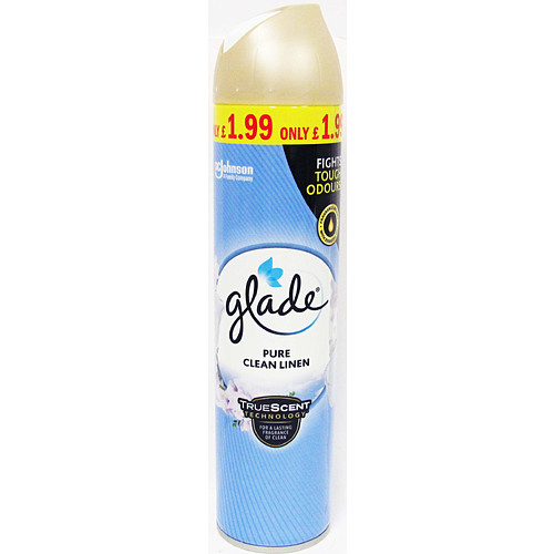 GLADE AEROSOL CLEAN LINEN 300ML £1.99