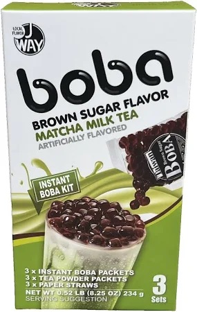 J WAY – BROWN SUGAR BOBA MATCHA MILK TEA KIT 3 SETS 234G