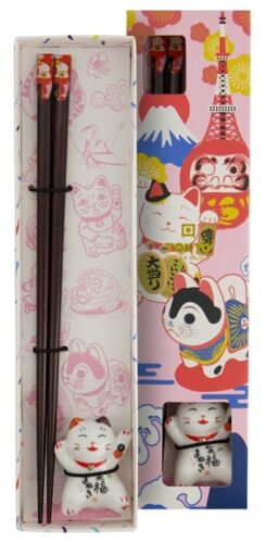 LUCKY CAT CHOPSTICK & REST GIFTSET (E)
