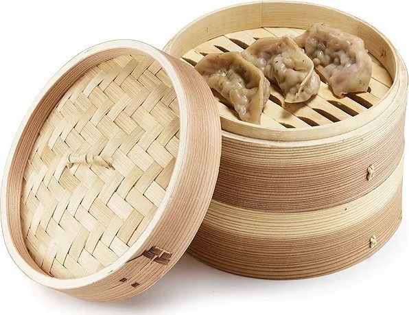 W/FAMILY 7″(18CM) BAMBOO STEAMER SET