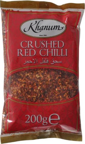 KHANUM CRUSHED RED CHILLI 200G