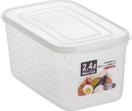 YK 2.4L PLASTIC CONTAINER W/WHITE LID (238X138X117MM)