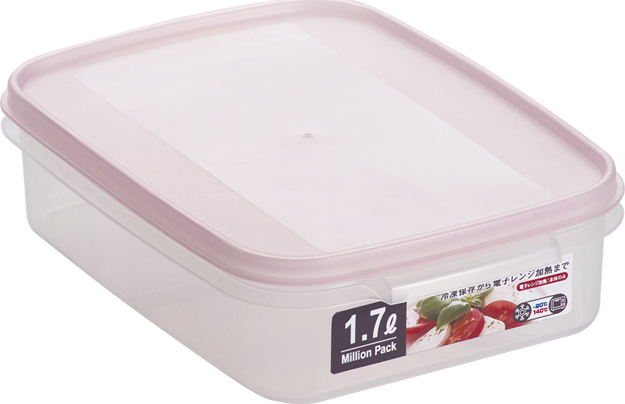 YK 1.7L PLASTIC CONTAINER W/PINK LID (170X238X62MM)