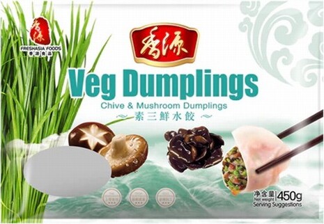 FRESHASIA VEG DUMPLING – CHIVE & MUSHROOM 450G