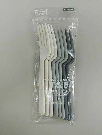 YK G&B PLASTIC FORK (WHITE & GREY SERIES) 8PCS