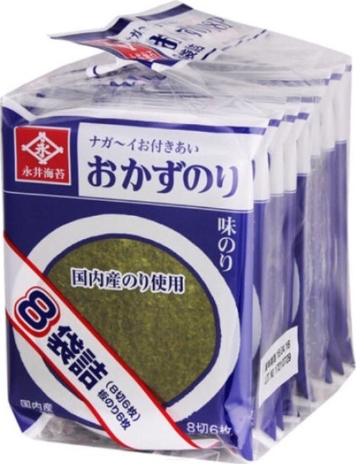 NAGAI SEASONED SEAWEED (NEW OKAZU AJI NORI) 8 PACKS X 6SHEETS