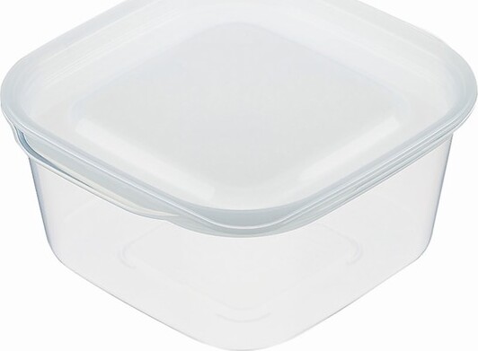 PP SEALING BOX SQ 630ML CLEAR WHITE 13.8×15.1×6.8