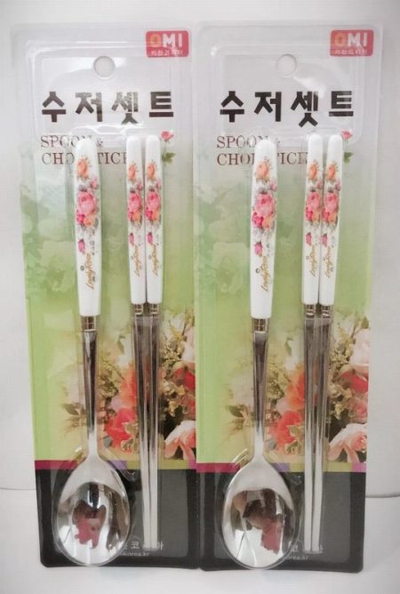 OMI KOREAN SPOON & CHOPSTICK SET - ROSE