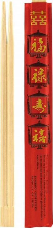 21CM DISPOSABLE BAMBOO CHOPSTICKS W/ RED ENVELOPE 100 PAIRS (WIT