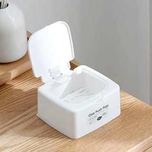 YK COTTON WOOL PADS HOLDER (S) – WHITE (96X103X53MM)