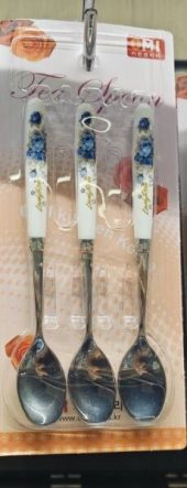 OMI KOREAN TEA SPOON – BLUE ROSE (3PCS)