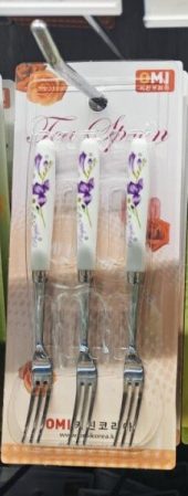 OMI KOREAN DESSERT FORK – PURPLE FLOWER (3PCS SET)