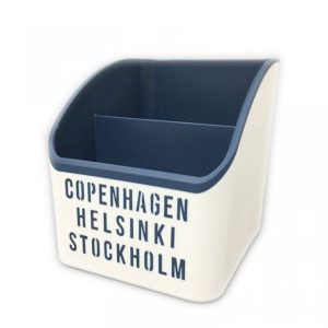 YK PEN HOLDER – BLUE & WHITE (100X90X100MM)