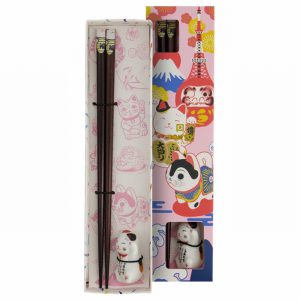 TDS LUCKY CAT CHOPSTICKS & REST GIFTSET (B)