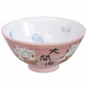 TDS LUCKY CAT BOWLS PINK 300ML