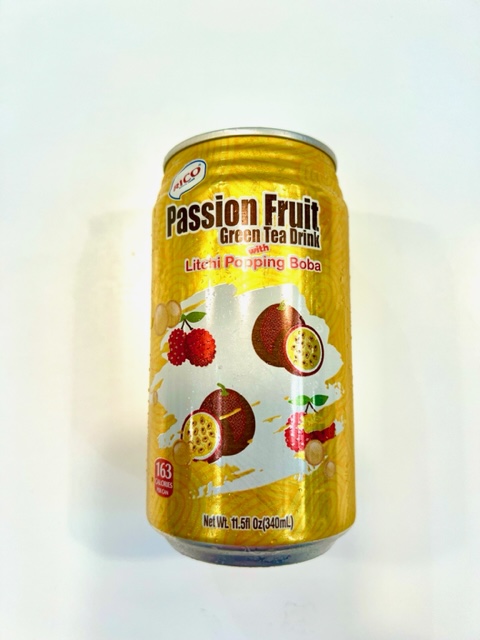 RICO PASSION FRUIT GREEN TEA WITH LITCHI POPPING BOBA 340ML