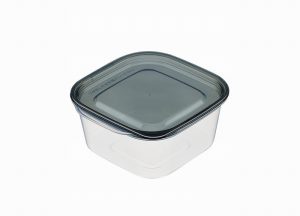 PP SEALING BOX SQ 630ML CLEAR BLACK 13.8×15.1×6.8