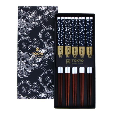 TDS CHOPSTICKS GIFTSET BLUE FLOWERS -5 PAIR