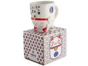 TDS KAWAII MUG LUCKY CAT BLUE GIFTBOX 350ML