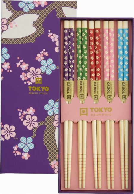 TDS CHOPSTICKS GIFTSET DARK BLUE SAKURA -5 PAIR