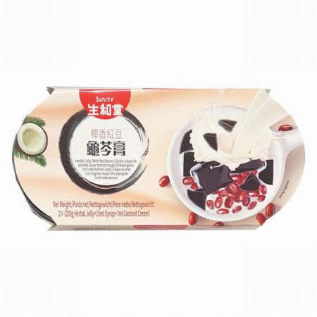 SUNITY HERBAL GRASS JELLY - COCONUT & RED BEANS 2 CUPS 444G
